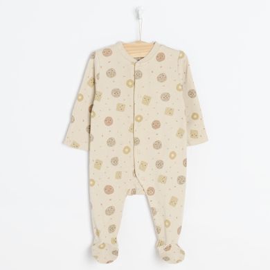 Cool Club, Pijama tip salopeta pentru bebelusi, ecru, bej, set 2 buc.