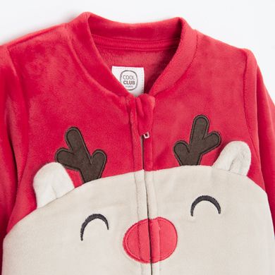 Cool Club, Pijama tip salopeta pentru bebelusi, rosu-bej