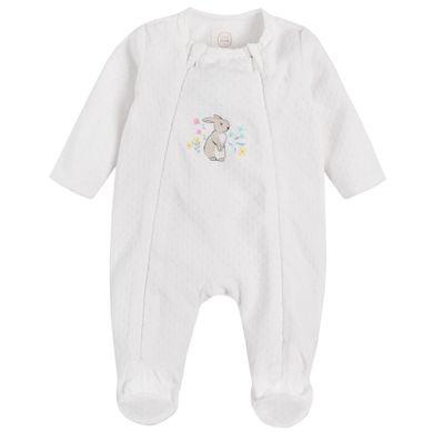 Cool Club, Pijama tip salopeta pentru fete, bumbac organic, ecru