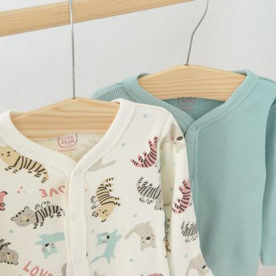 Cool Club, Pijama tip salopeta pentru fete, bumbac organic, mix de culori, imprimeu animalute, set 2 buc.