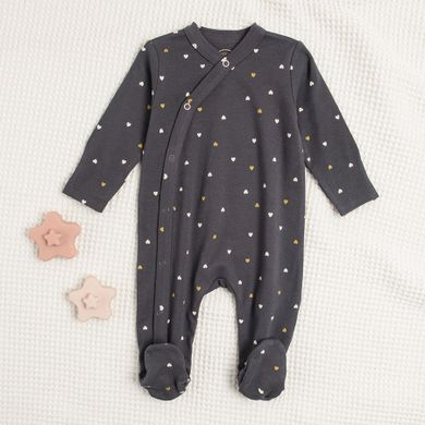 Cool Club, Pijama tip salopeta pentru fete, bumbac organic, roz, negru-grafit, imprimeu inimioare, set 2 buc.