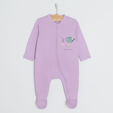 Cool Club, Pijama tip salopeta pentru fete, ecru, violet, set 2 buc.