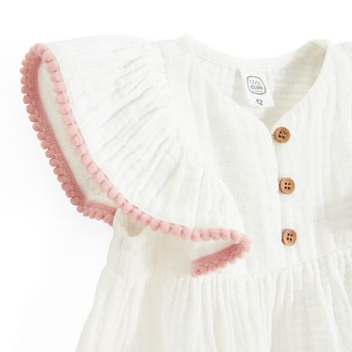 Cool Club, Rochie cu maneca scurta pentru fete, ecru