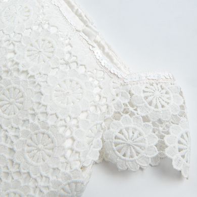 Cool Club, Rochie cu maneci scurte pentru fete, alba, dantela