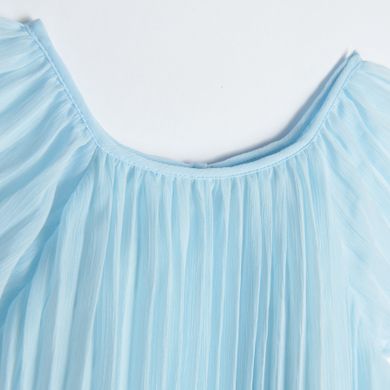 Cool Club, Rochie plisata cu maneca scurta pentru fete, albastru deschis