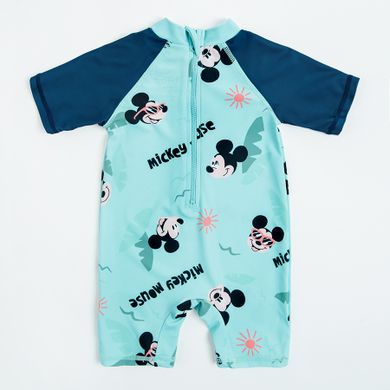 Cool Club, Salopeta de baie pentru baieti, turcoaz, imprimeu Mickey Mouse