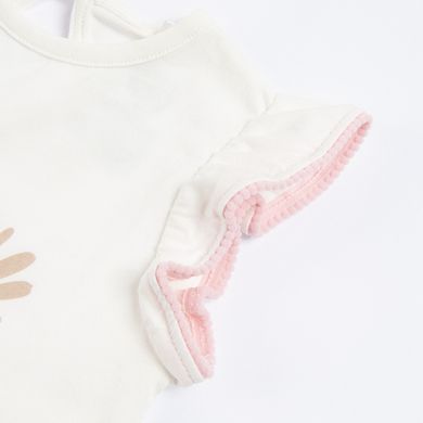 Cool Club, Salopeta rompers alba din bumbac organic pentru fetite, imprimeu Lion King