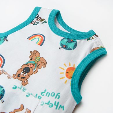 Cool Club, Salopeta Rompers pentru baieti, alb, imprimeu Scooby-Doo