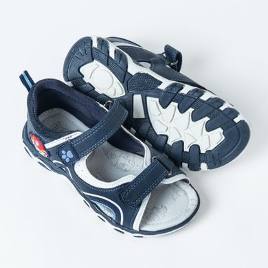 Cool Club, Sandale pentru baieti, parfumati, bleumarin, brant din piele, imprimeu Paw Patrol