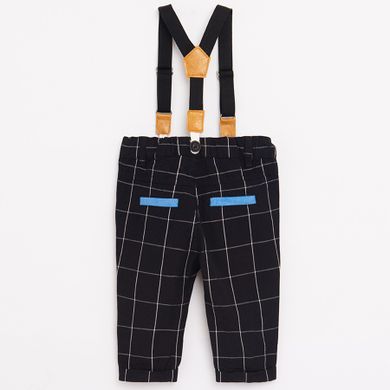 Cool Club, Set pentru baieti, Body-camasa cu maneca lunga, Vesta, Papion pentru baieti, Pantaloni, Bretele, alb-bleumarin