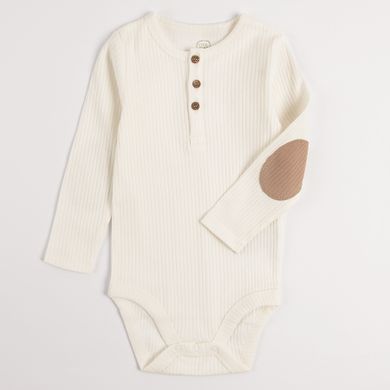 Cool Club, Set pentru baieti, Body cu maneca lunga, Pijama tip salopeta, Caciula, bumbac organic, ecru, maro