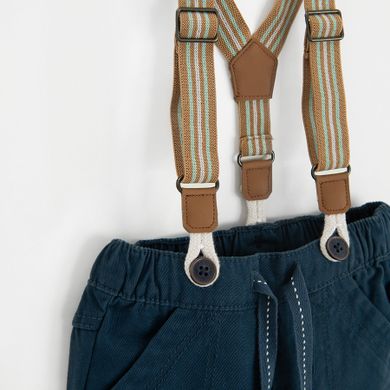Cool Club, Set pentru baieti, Pantaloni din textil, Bretele, maro-bleumarin