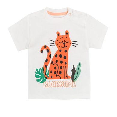 Cool Club, Set pentru baieti, tricou si pantaloni scurti de blugi, cu bretele, mix de culori, imprimeu Roarsome