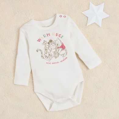 Cool Club, Set pentru bebelusi, Body cu maneca lunga, Pantaloni cu botosei, Caciula, Baveta, ecru, imprimeu Winnie the Pooh