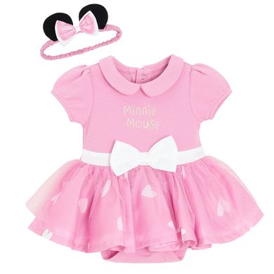 Cool Club, Set pentru fete, Body-rochie cu maneca scurta pentru fete, Bentita, roz, imprimeu Minnie Mouse