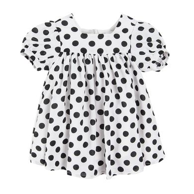 Cool Club, Set pentru fete, rochie cu maneca scurta, bentita, sosete, alb-negru, cu buline