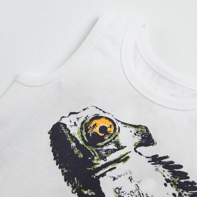 Cool Club, Tricou fara maneci pentru baieti, alb, cameleon