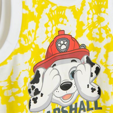 Cool Club, Tricou fara maneci pentru baieti, alb-galben, imprimeu Paw Patrol