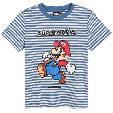 Cool Club, Tricou pentru baieti, albastru-alb, imprimeu Super Mario