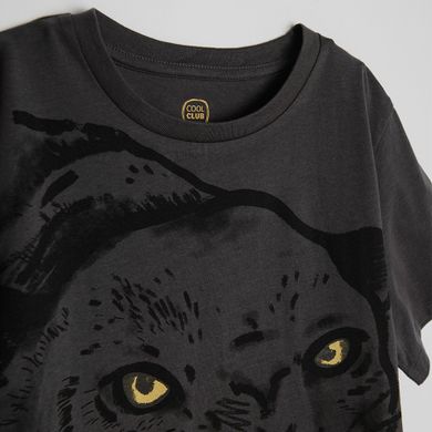 Cool Club, Tricou pentru baieti, gri inchis, imprimeu pantera