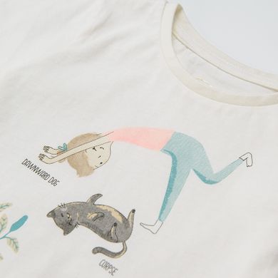 Cool Club, Tricou pentru fete, alb, imprimeu yoga