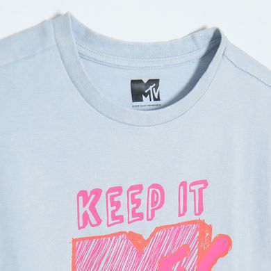 Cool Club, Tricou pentru fete, albastru, imprimeu MTV