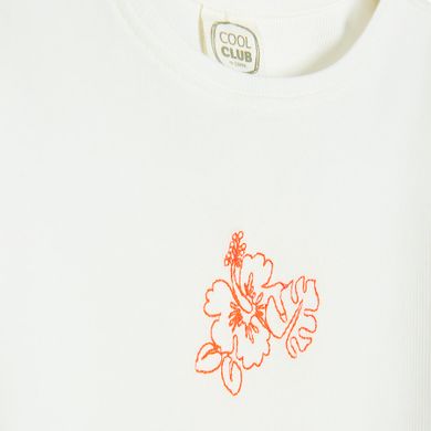 Cool Club, Tricou pentru fete, crop top, din tricot striat, alb