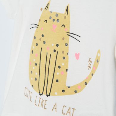 Cool Club, Tricou pentru fete, ecru, imprimeu pisici, Cute like a cat