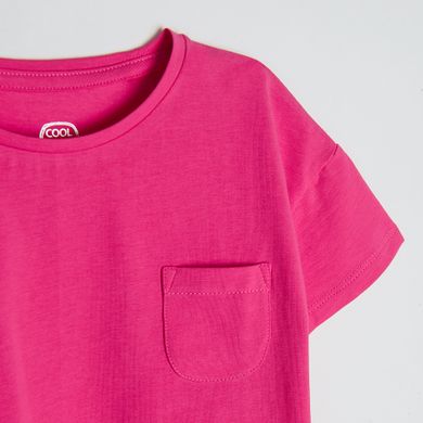 Cool Club, Tricou pentru fete, roz, cu buzunar