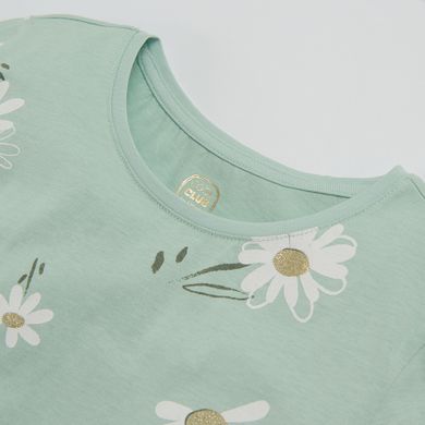 Cool Club, Tricou pentru fete, verde, imprimeu margarete