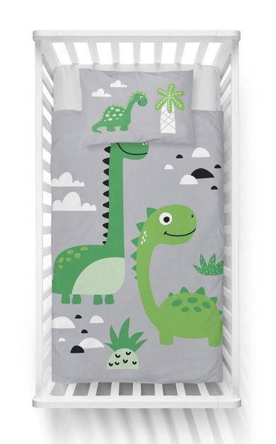 Dinozauri, set lenjerie de pat single, 100-135 cm