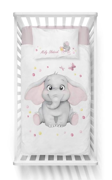Elefant, set lenjerie de pat single, roz, 100-135 cm