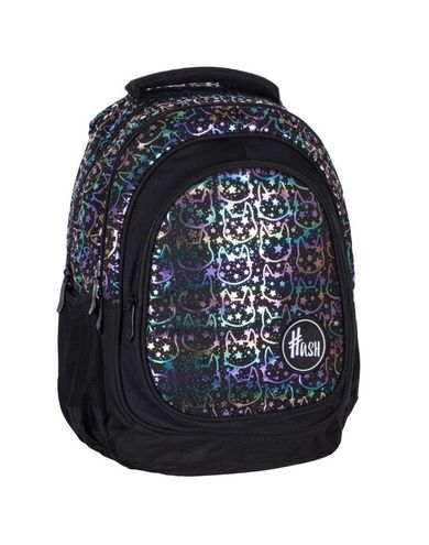Hash, Holo effect, Neon kitty, rucsac pentru scoala cu 3 compartimente