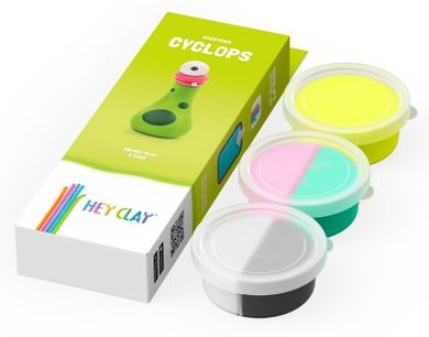 Hey Clay, Aliens, Cyclops, set creativ, 3 cutii de plastilina