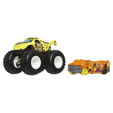 Hot Wheels, Monster Trucks, Totaled + masina Hot Wheels, scara 1:64, JCG32
