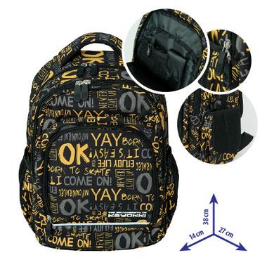 Kayokki, rucsac pentru scoala cu 1 compartiment, negru