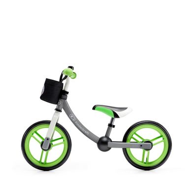 Kinderkraft, 2Way Next, bicicleta fara pedale cu accesorii, verde-gri