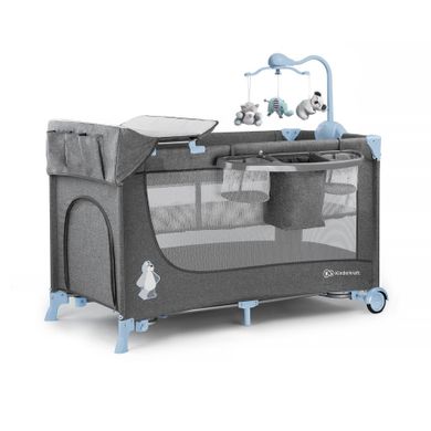 Kinderkraft, Joy, patut de calatorie 2in1 cu accesorii, albastru