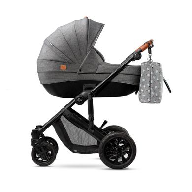 Kinderkraft, Prime, carucior multifunctional 2in1, gri + geanta Mommy Bag
