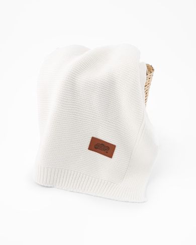 Maya Moo, patura din bumbac si bambus, White, 80-100 cm