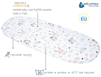 Medi Partners, Animale, cearceaf din bumbac cu elastic pentru carucior