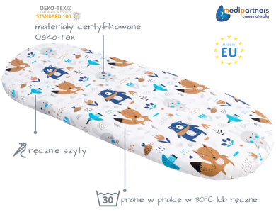Medi Partners, Boho Animals, cearceaf cu elastic pentru carucior, bej