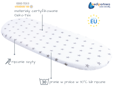 Medi Partners, Stars, cearceaf cu elastic pentru carucior, alb