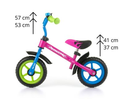 Milly Mally, Dragon, bicicleta fara pedale, Multicolor