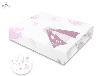 MimiNu, Baby Shower, cearceaf din bumbac cu elastic, roz, 60-120 cm