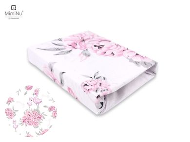 MimiNu, Bujori, cearceaf cu elastic pentru gondola, roz, 35-80 cm