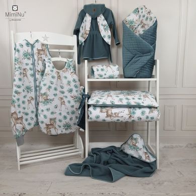 MimiNu, Caprioare, sac de dormit cu fermoar si capse, verde, marime 74