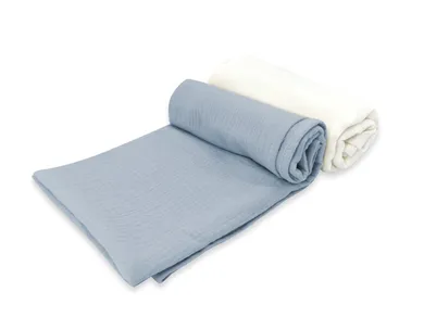 MimiNu, scutece din muselina, denim + crema, 75-75 cm, 2 buc.