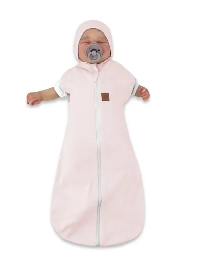 MimiNu, Soft, Teddy, set: sac de dormit + caciula pentru bebelusi, TOG 0.5, roz, 0-3 luni