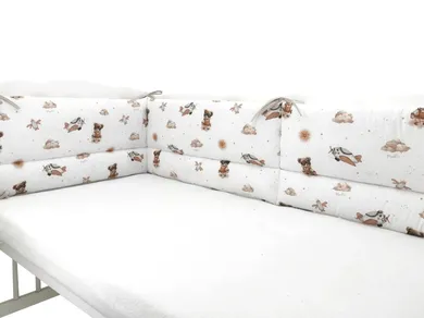 MimiNu, Ursuleti, aparatori pentru patut din bumbac, 180-30 cm, bej